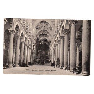 Vintage 1927 Postcard Pisa Duomo Interno Navata Centrale Grandi Gallerie Italy